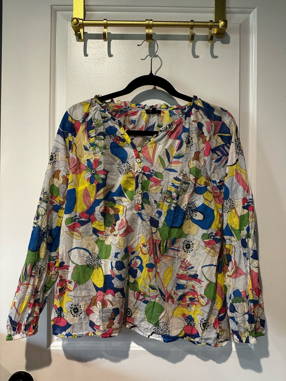 Talbots Floral Long Sleeve Blouse - Petite Medium